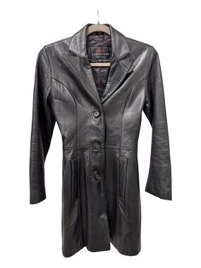 Vintage Luis Alvear Barcelona Women’s Black Leather Jacket Sz P fits like XS
